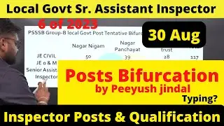 PSSSB LOCAL GOVT Senior Assistant Cum Inspector Qualification & Number of Posts || PSSSB 6 of 2023