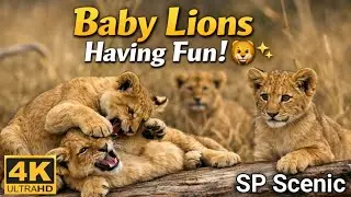 Baby Lions Having Fun 🦁 | Cute Lion Cubs Playing in the Wild | 4K 