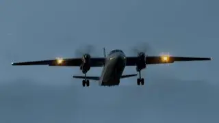 Rare An26B from Vulkan Air Cargo Overhead Approach a Windy Prestwick!