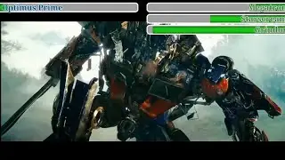 Optimus Prime vs Megatron, Starscream & Grindor with Healthbars / Forest Fight