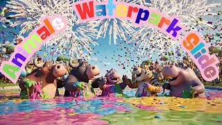 Funny 3D Animals Waterpark Slide: Cow, Elephant, Gorilla, Hippo, Tiger Game| Super Animal Verse Kids