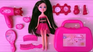 5 Minutes Satisfying with Unboxing Pink Doll Set, Pink Makeup Set, Pink Beauty Set, Pink Toys ASMR