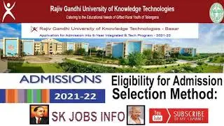 RGUKT BasaraIIIT Notification 2021l Admission Process I How to Apply IIIT Basara Admission 2021