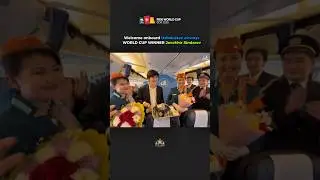 World Cup Winner Javokhir Sindarov welcomes onboard Uzbekistan airways 😍❤️#chess #uzbekistan #shorts