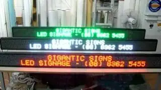 LED Moving Message Displays - amber, green & white
