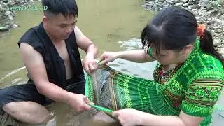Survival life: Primitive skills catch big fish by hand - Catch fish for survival