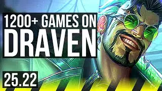 DRAVEN & Pyke vs YUNARA & Poppy (ADC) | 1200+ games, Godlike | KR Grandmaster | 25.22