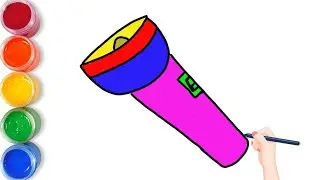 Torch light 🔦 drawing tutorial step by step for kids
