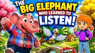 The Big Elephant Who Learned to Listen 🐘🐦 | Kids Cartoon story Swahili & English Tales for Kids