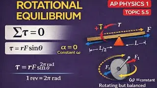 Rotational Equilibrium Explained (AP Physics 1: Topic 5.5) | Net Torque, Balance & Hard Problems