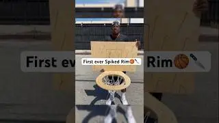 Shooting on the first ever SPIKED rim🔪🏀🎯 #basketball #shootinghoops #viralshorts