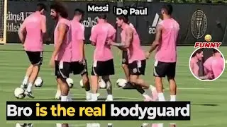 Funny Scene: De Paul Acting Like Messi&rsquo;s Bodyguard During Training Session