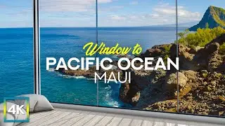 4K Stunning Rocky Shoreline - Virtual Window to Pacific Ocean Paradise of Maui Island, Hawaii
