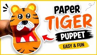 Tiger crafts with paper - Paper tiger puppet - Tiger hand puppet easy - paper tiger for kids