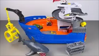 10 Minute ASMR Toy Unboxing: Shark Fishing Boat Track Slide Car Toy | Toy Review