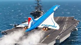 Very Rare! The Supersonic Plane Concorde Pepsi Takeoff from Aircraft Carrier