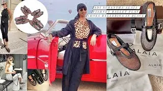 ADI SURANTHA IN ALAIA FISHNET BALLET FLAT SHOES BALLERINA IN BLACK