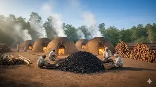 Incredible Charcoal Making Process in Sealed Mud Kilns in Local factory Pakistan&hellip;.
