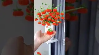 DIY pipe cleaner orange flowers #handmade #diy #gift #diyflower #diycrafts #flowercraft #flowers