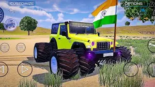 THAR CAR AFF ROAD MOSTER TYRE | INDIAN FLAG GAMES VIDEO | LIGHTING AND MODIFIED SILENCER 