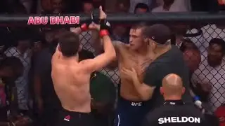 khabib&rsquo;s father hugs dustin porier after his loss to khabib (respect)