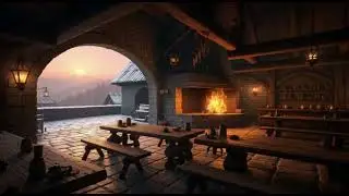 Cozy Medieval Tavern Fireplace 🔥 | Morning Hearth Ambience | Candle & Stone (3 Hours)