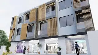 3D Architectural Design of a Mix-Use Building Shops & Studio Apartment