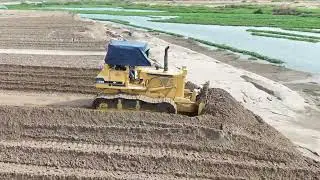 Komatsu Bulldozer Perfectly Leveling Land - Massive Earthmoving Operation