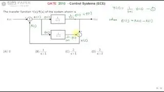 GATE 2010 ECE Find Tranfer function from given Block diagram