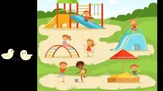 Cartoon kids playing in park, Free cartoon kids background loop.Full Hd