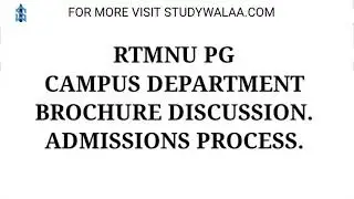 RTMNU PG BROCHURE IMPORTANT FOR ADMISSIONS & FEES .EVERYTHING  ABOUT UNIVERSITY