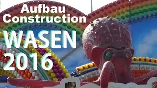 Aufbau Construction Cannstatter Volksfest TEIL 1 / PART 1 - Wasen Stuttgart - 4K Video