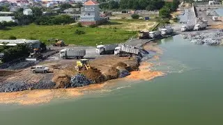 Part 234, Incredible Alot of heavy dump truck Delivery Rock for Build new Road push by Dozer SHANTUI