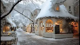 Snowy Coffee Shop Morning ❄️ Cozy Piano & Warm Bakery Vibes in a Quiet Village