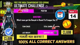 DAY 3 ANSWERS OF ESPORTS ULTIMATE CHALLENGE EVENT ✅|| 14 March All Answers || Today Answers || FBG