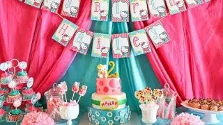 FIESTA DE HELLO KITTY |PARTY|NI&Ntilde;AS|GIRL|2017|MESA DE DULCES|DECORACION|ADORNOS