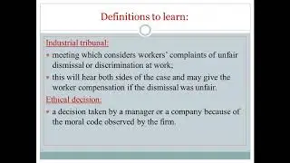 Legal controls over employment issues. Business Studies.
