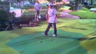 Rickie Fowler four-putts on Disney's Fantasia Putt-Putt Course