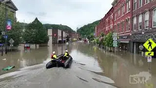7-11-2023 Montpelier, VT Reservoir nearly overflowing -water rescues ongoing in VT capital