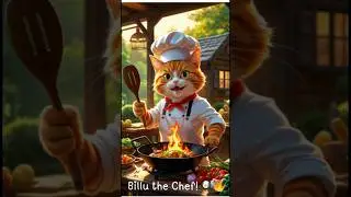 Billu Chef 🍳 | Funny Cat Cooking in a Rustic Kitchen | #shortstory  #catchef  #kidsstory #cartoon