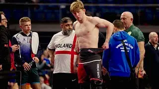 U20 Samuel Butcher (GBR) vs Nick Scherrer (SUI) 86kg. Freestyle men wrestling tournament.