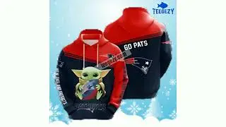 Baby Yoda New England Patriots 3D Hoodie Red Blue