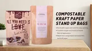 Compostable kraft paper coffee bags stand up pouches