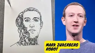 Mark Zuckerberg Robot Cyborg | Satisfying Drawing Timelapse | Machine Sketch