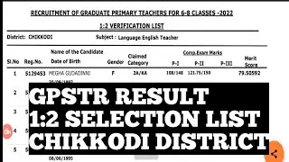 GPSTR RESULT/1:2 SELECTION LIST/CHIKKODI DISTRICT