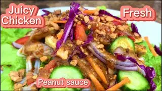 EP.55 Chicken Satay Bowl!!Juicy Chicken Fresh Veggies and Delicious Peanut Sauce!! สลัดไก่สะเต๊ะ
