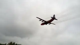 Cavok air cargo Antonov 12 smoking out of Birmingham Autumn 2021