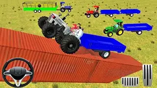 🙋😅💥 Drive unloading trolley on stunt road 😅🛣️🚒 #tractorgame #tractortrolley #gamingvideos 