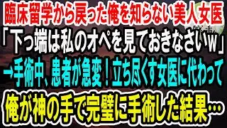 【感動】海外の病院から帰還した俺を知らない美人女医「下っ端は黙って私のオペ見てな！」俺「わかりました」→直後、エリート医師が大爆笑！だって俺は…【泣ける話】【いい話】