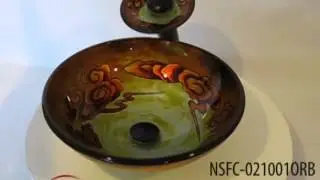 NSFC-021001ORB Glass Vessel Sink with Oil Rubbed Bronze Faucet